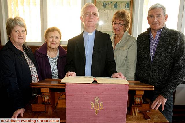 CLOSURE call . . . (from left) Pauline Williams, Eileen Atkinson, Rev John Piper, Brenda Bakes and Barry Wood