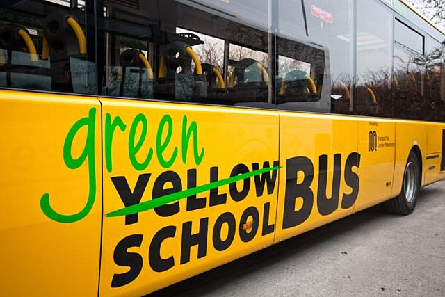 TFGM green yellow school bus side