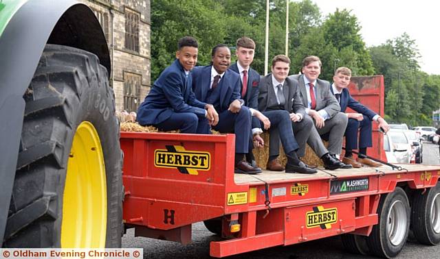 THE lads arrive on a  hay trailer