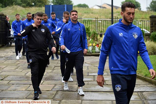 THE current squad of players arrive at church