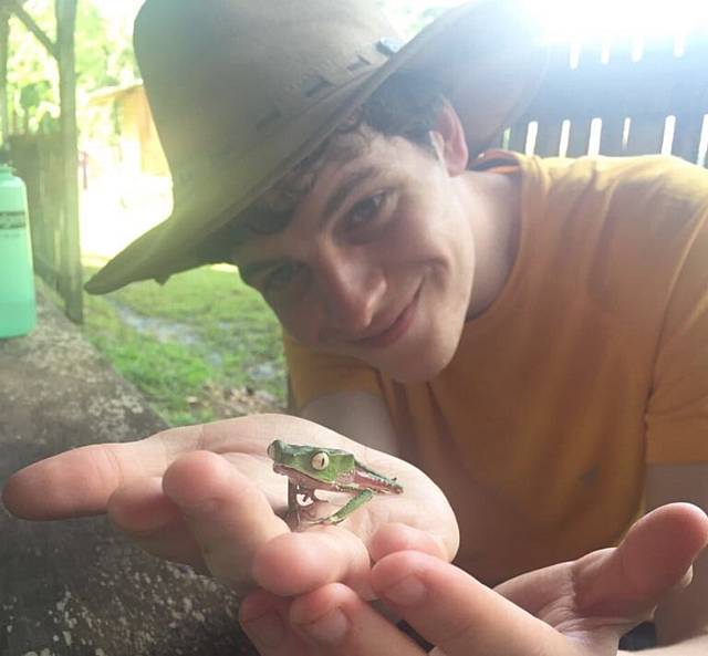 THE serious side of Simon's visit to the Amazon to study amphibian biodiversity