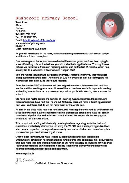 STARK reality . . . the letter to parents from the head teacher