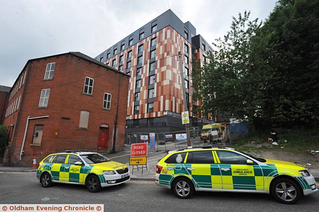 Ambulances in Oldham Town Centre