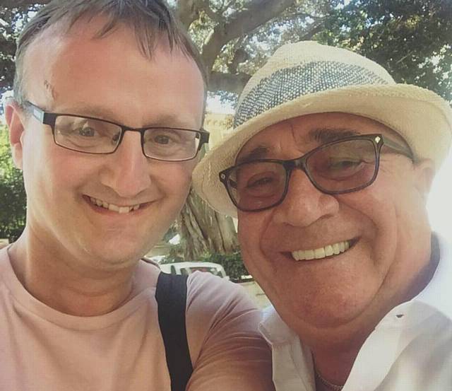 MARK Kershaw of Royton with celebrity tour guide   Brendan Sheerin