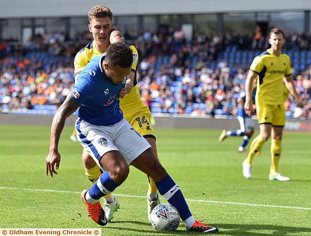 IN CONTROL . . . Athletic striker Aaron Amadi-Holloway