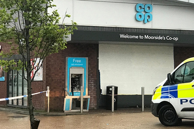 The scene at the Moorside Co-op store this morning