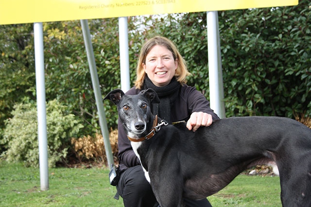 Dogs Trust Manchester manager Dawn Bishop with Riley