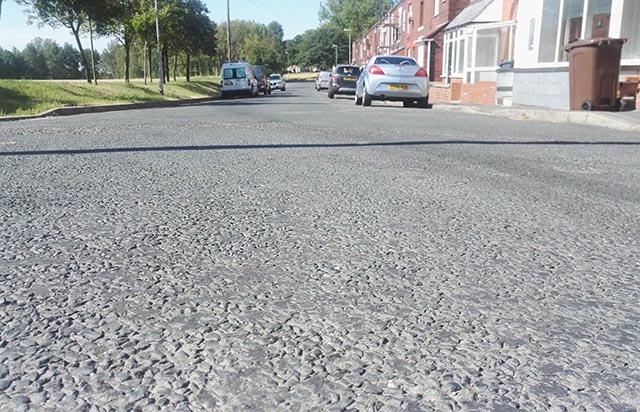 The hot weather makes road surfaces soft and sticky, leading to them breaking up