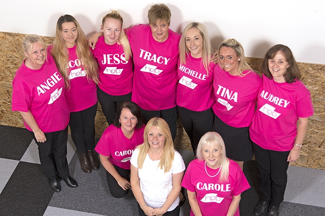 Pictured are (back row, from left): Angela Hodgson, Nicole Aspinall, Jessica Smith, Tracy Lees, Michelle Topping, Tina Crossley and Audrey Crowther. Front row: Caroline Barker. Anna Hennessy and Carole Hamnett-Sadler