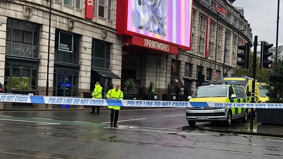 The cordon that was in place around Manchester Arndale 