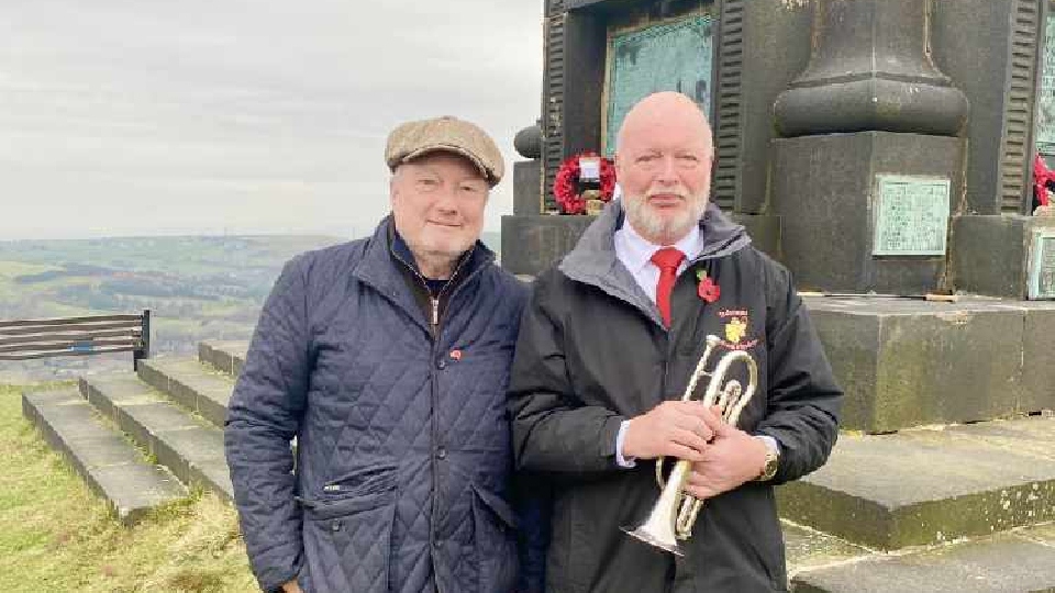 Paul Errock and Phil Cumberworth pictured at the Pots and Pans memorial