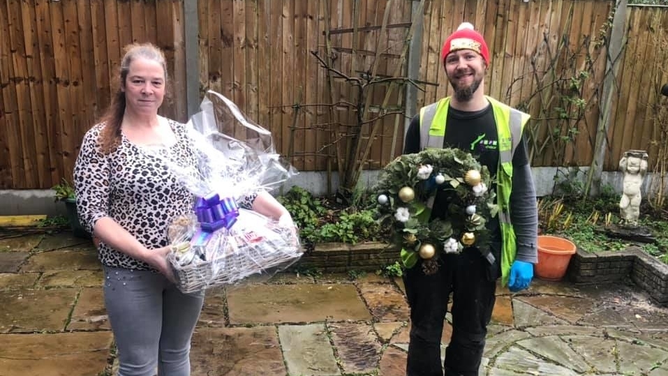 Andy McQuaid, Multiskilled Plumber at FCHO, is pictured with competition winner Lesley Berry