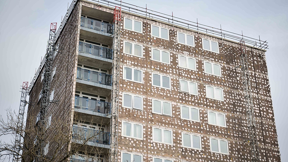 An Oldham tower block is currently being refurbished to make it more energy efficient