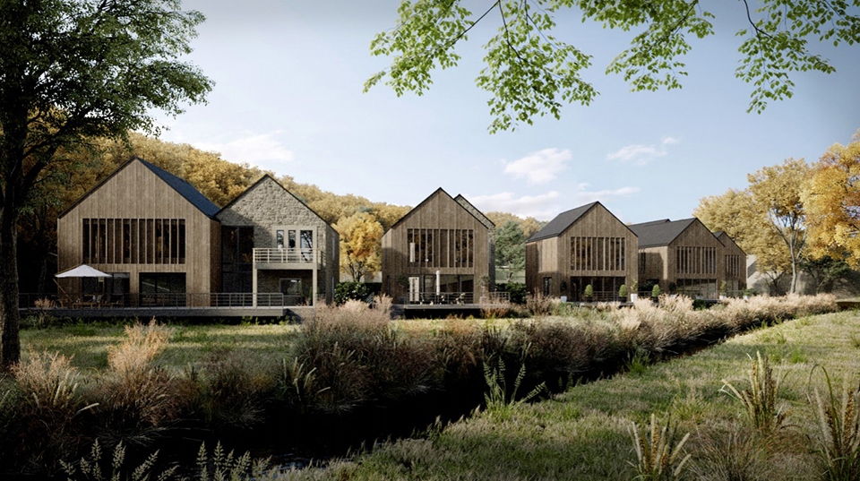 An image showing how homes on stilts could be built in a Saddleworth flood plain. Photos courtesy of Ollier Smurthwaite Architect An image showing how homes on stilts could be built in a Saddleworth flood plain. Photos courtesy of Ollier Smurthwaite Architect