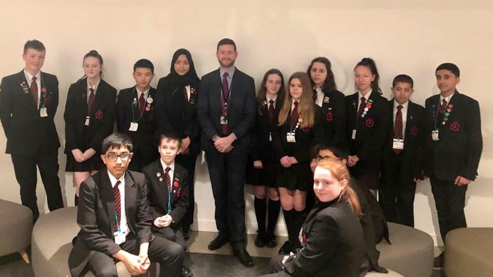 Jim welcomed a delegation from Radclyffe School in Chadderton to Parliament