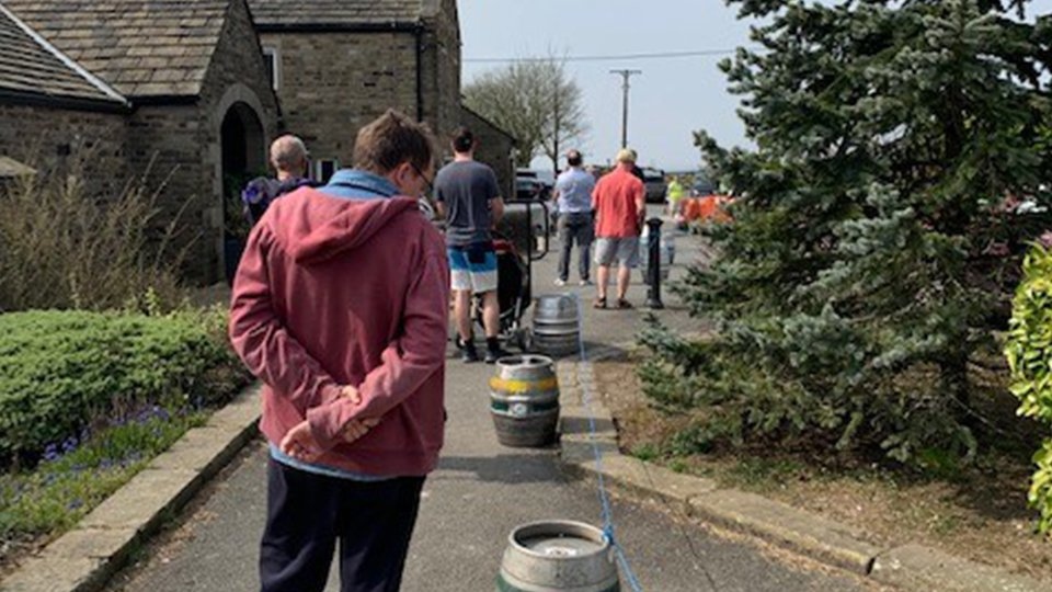 Two businesses donated their cellar stock to the Committees of Lydgate Brass Band Contest and Love Lydgate, and members of Saddleworth Round Table