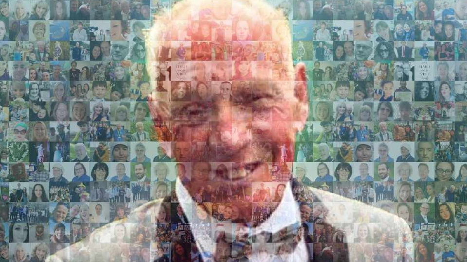 Original picture of Barrie Ashley courtesy of Marie Whitehead Photography. Mosaic created by a pupil
