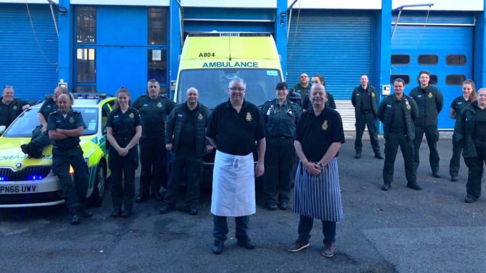 Adrian Worsfold volunteered together with his husband Vince to help cater for a 30-strong crew from the Blue Team stationed at Macclesfield Ambulance Station