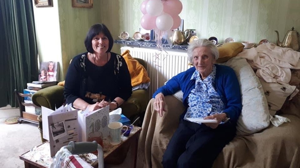 The Mayor of Oldham, Cllr Ginny Alexander, is pictured with Mrs Dorothy Wild, who was celebrating her 100th birthday