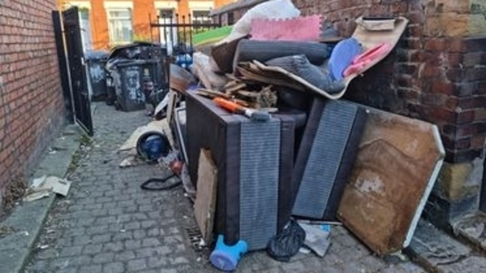 Some of the rubbish that has been fly-tipped close to Wesley Street in Failsworth