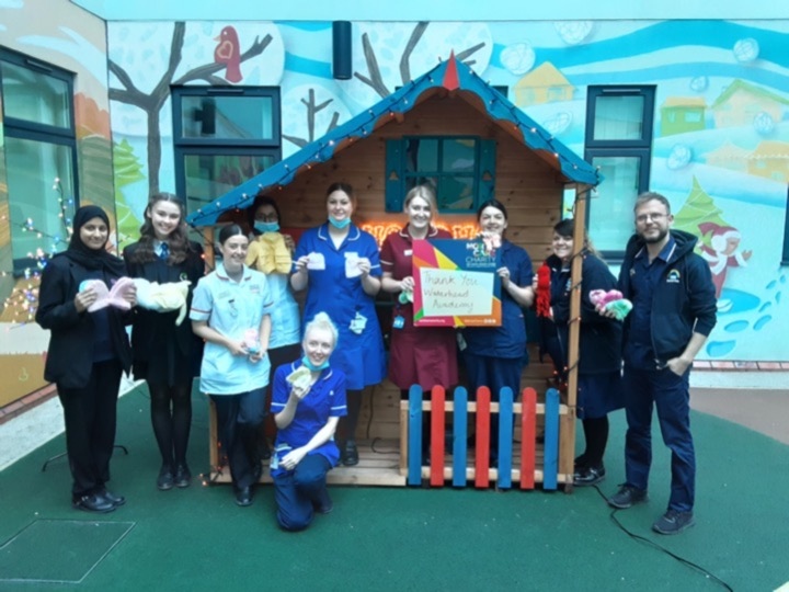 Waterhead Academy students with staff at Royal Oldham Hospital 