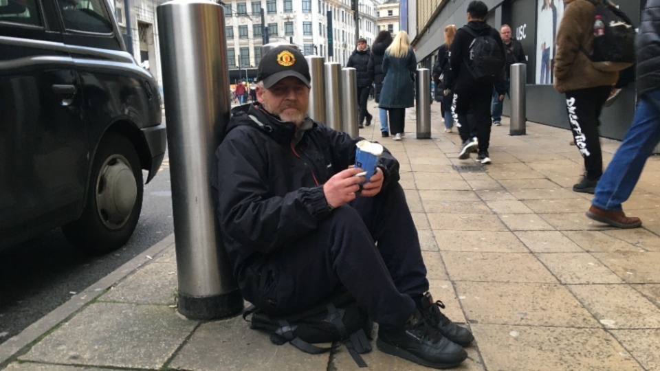 Mark is sleeping rough in Manchester city centre