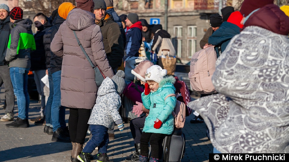 Ukrainian refugees at the Polish border