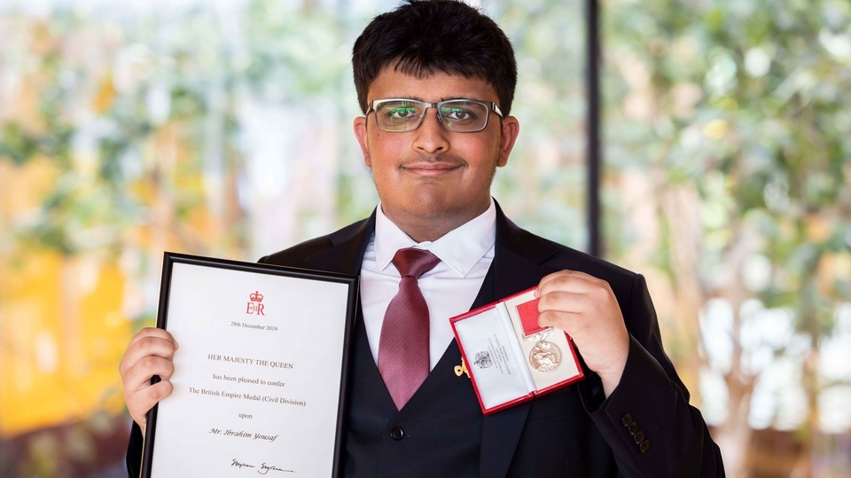 Proud Ibrahim Yousaf with his medal. Image courtesy of Darren Robinson