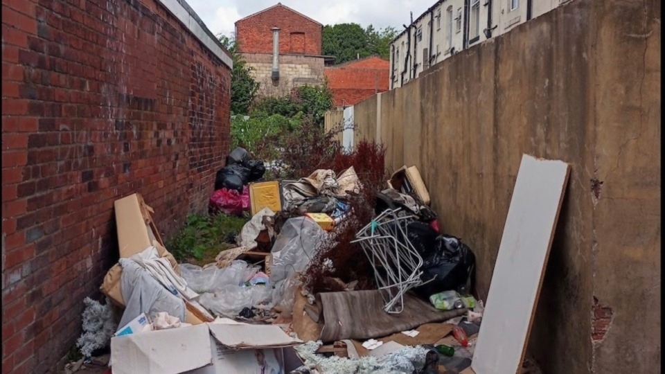 Mrs Naylor's pictures of fly-tipping in Oldham were taken earlier this month