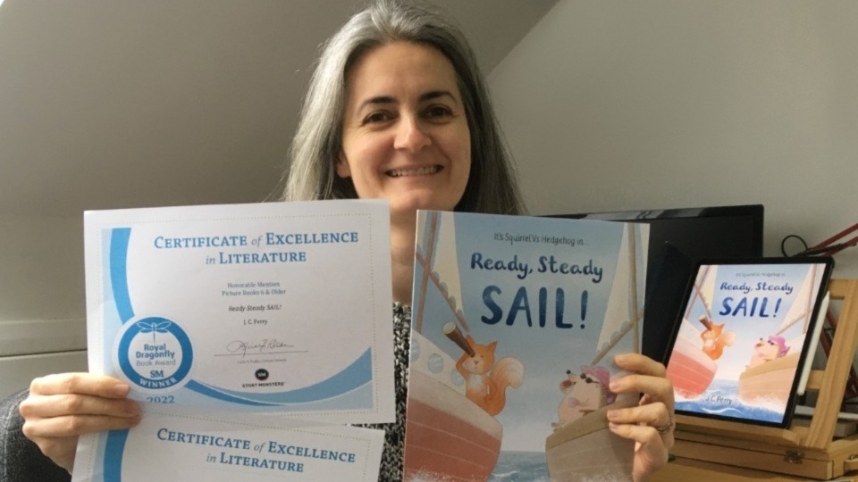 'Ready Steady SAIL!' by Delph children's author and illustrator, J C Perry, was given an honourable mention in the 'picture books six and older' category and achieved second place in the 'Humour' category