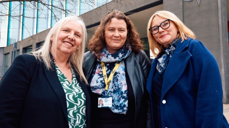 The Leading Digital Transformation programme team are (left to right): Dr Ann Mulhaney, MMU, Ruth Hailwood, Made Smarter, and Mandy Parkinson, MMU