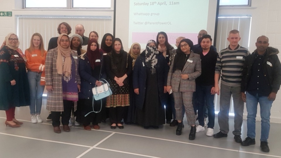 The Oldham Parent Power chapter pictured at the Honeywell Centre. Rahiela Koser is third from the left