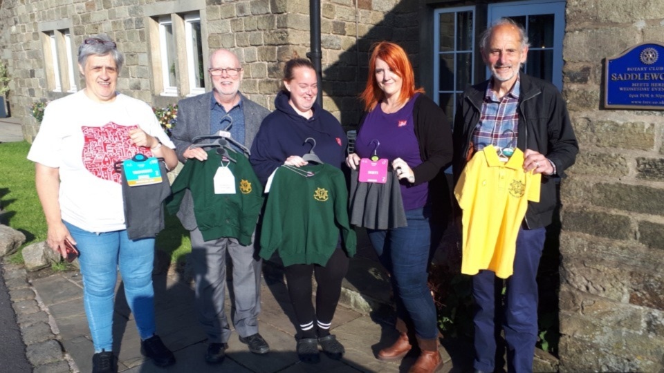 Pictured are the the Salvation Army team, Kim Rogers, Estelle Blake and Bobbi Trelfa, together with Rotary President Jon Stocker and the Club Community lead Ian Brett