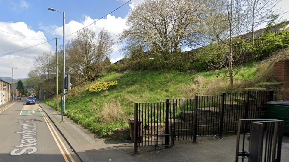 Land off Stamford Road in Mossley, which has been touted for new terraced homes. Image courtesy of Google Maps