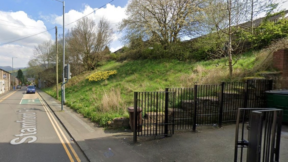 Land off Stamford Road in Mossley touted for new terraced homes. Image courtesy of Google Maps