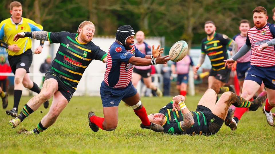 Oldham debutant Colin Dambanevana in the thick of the action. Image courtesy of Tim Abram