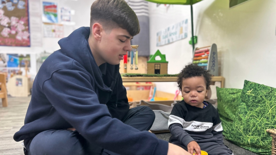 Harley Keenan pictured at the Buttercup Corner Day Nursery in Chadderton. Image courtesy of Oldham Council