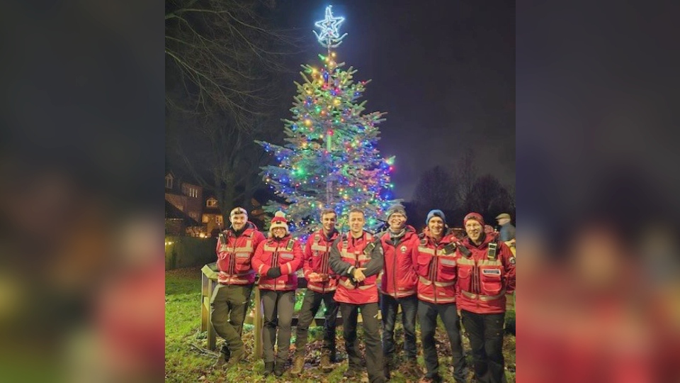 The Oldham Mountain Rescue Team pictured at the lights switch-on