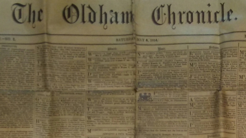 Edition one of the Oldham Chronicle back in 1854 - and we're still going strong