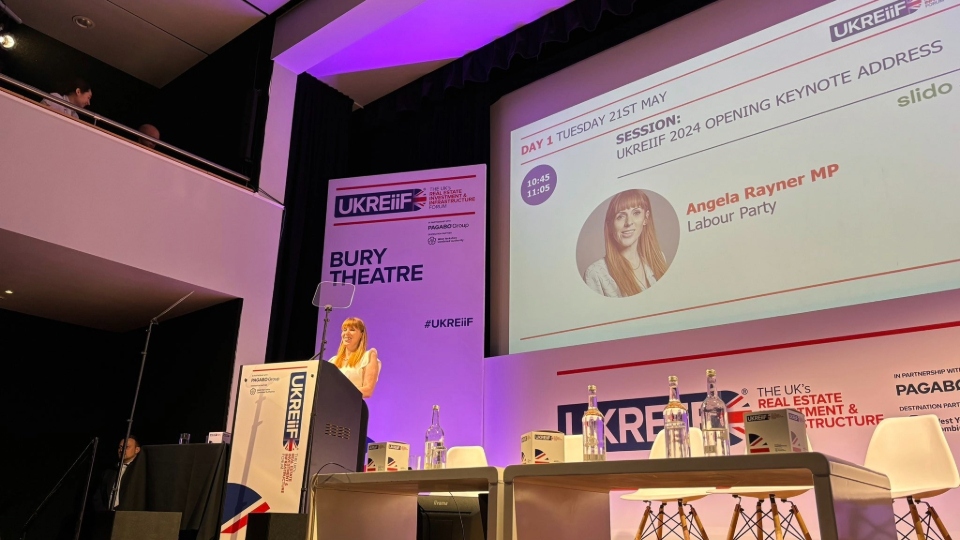 Angela Rayner giving her speech at UKREiiF 2024 yesterday, outlining plans to build new towns