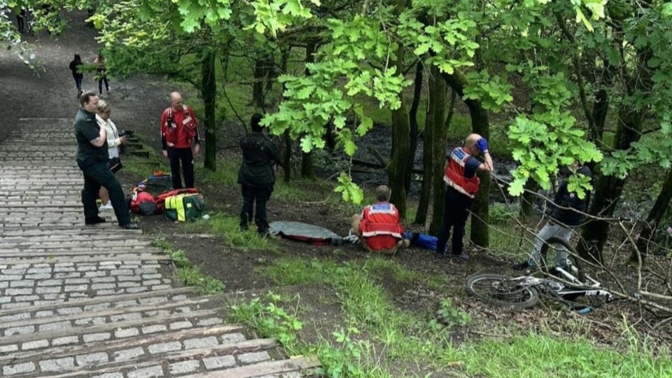 A scene from the rescue drama at Tandle Hill park