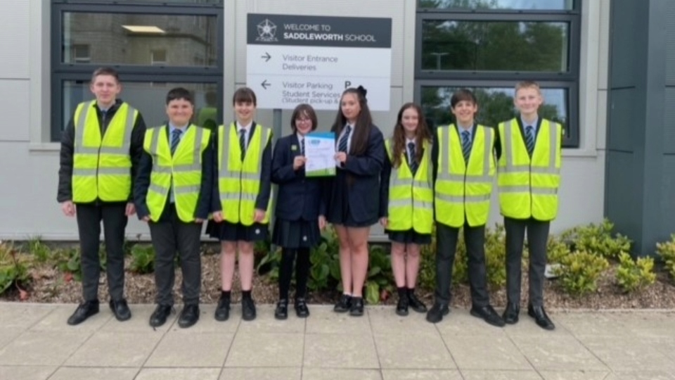 Pictured are pupils Vicente Pallardo-Chappell, James Broadbent Young, Sophie Cooper Barton, Lily Roberts-Cox, Alisha Lowe, Elizabeth Flatley, Toby Riste and Joe Dobson