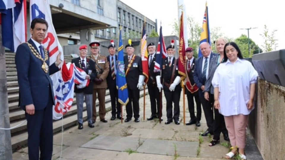 The Mayor, Councillor Zahid Chauhan OBE, raised the borough’s Armed Forces flag at Oldham's Civic Centre