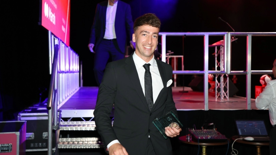 Kane Wallwork pictured with his award. Image courtesy of Avro FC