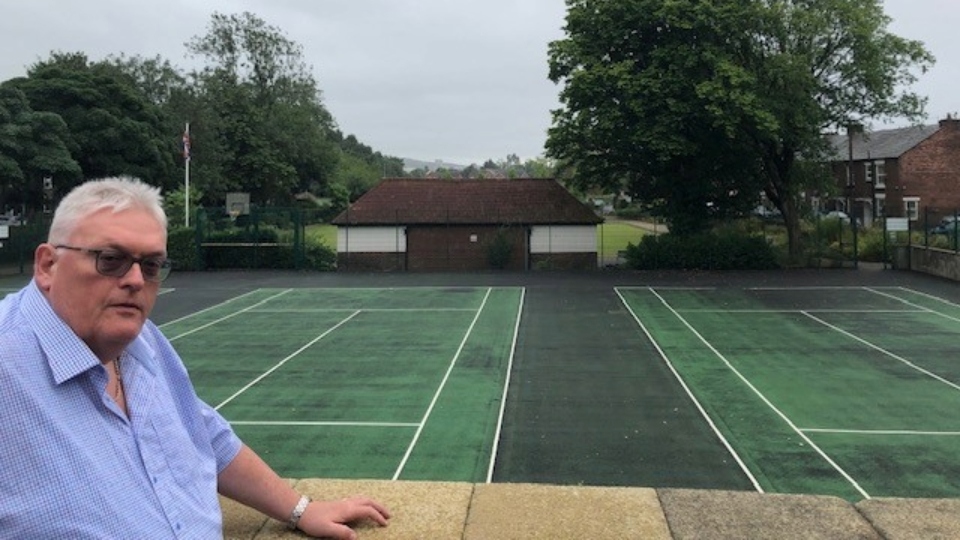 Councillor Howard Sykes pictured at the Dunwood Tennis Courts