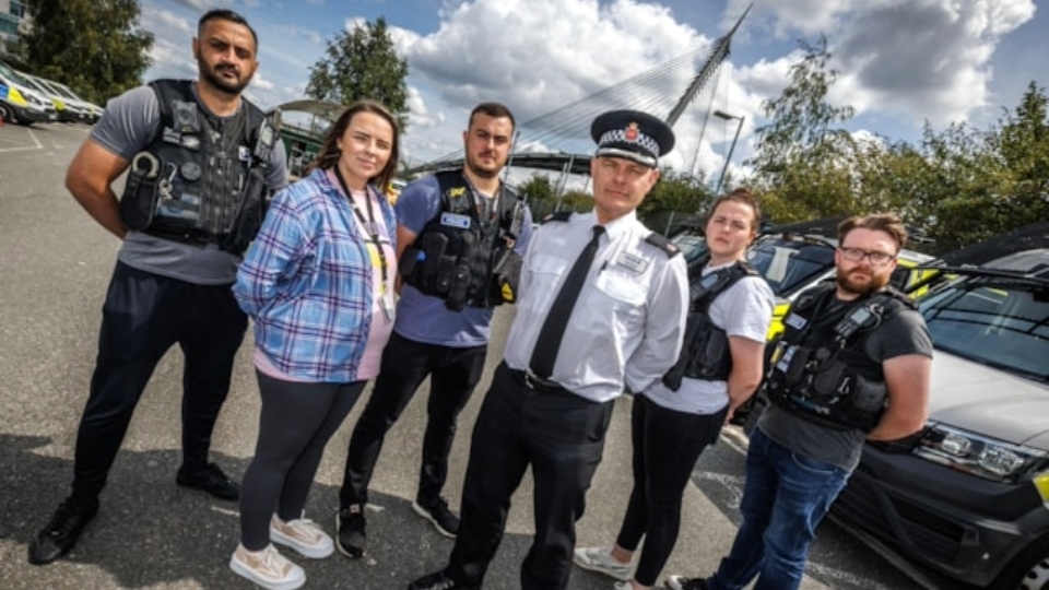 The Operation Castle Manchester North neighbourhood team with Chief Superintendent Foster