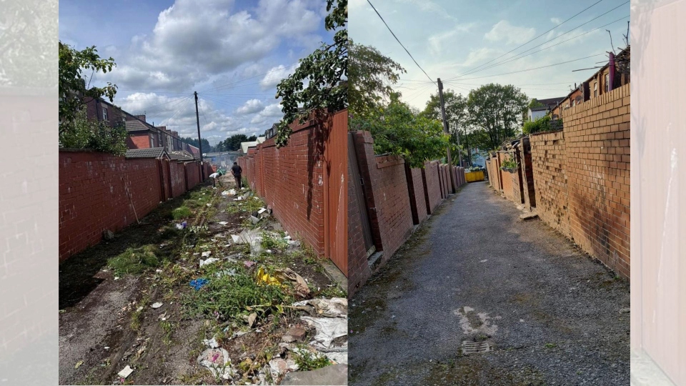 Part of the MyColdhurst clean-up at Ashley Street / Stirling Street in Coldhurst. Images courtesy of Sadrul Alam