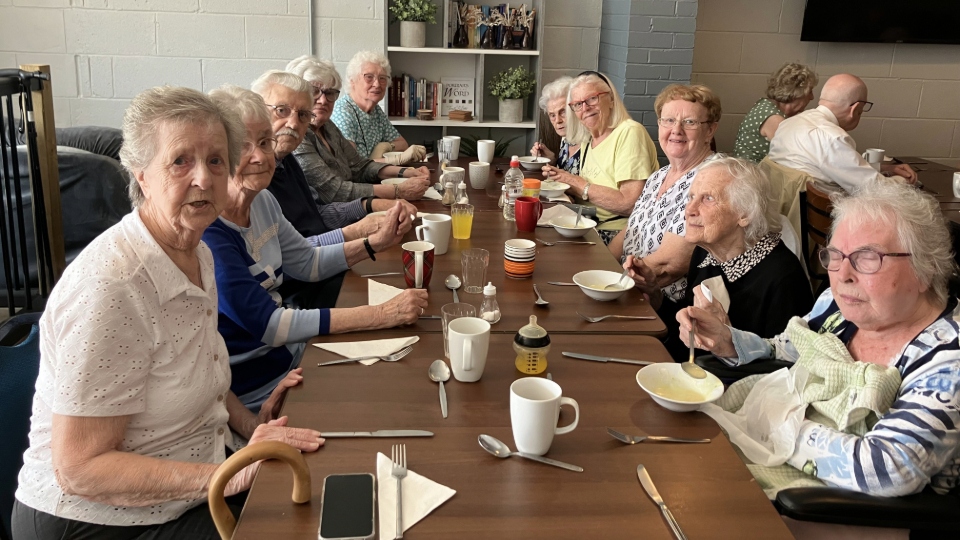 A scene from an Age UK Oldham lunch club event at Hope Church in Shaw