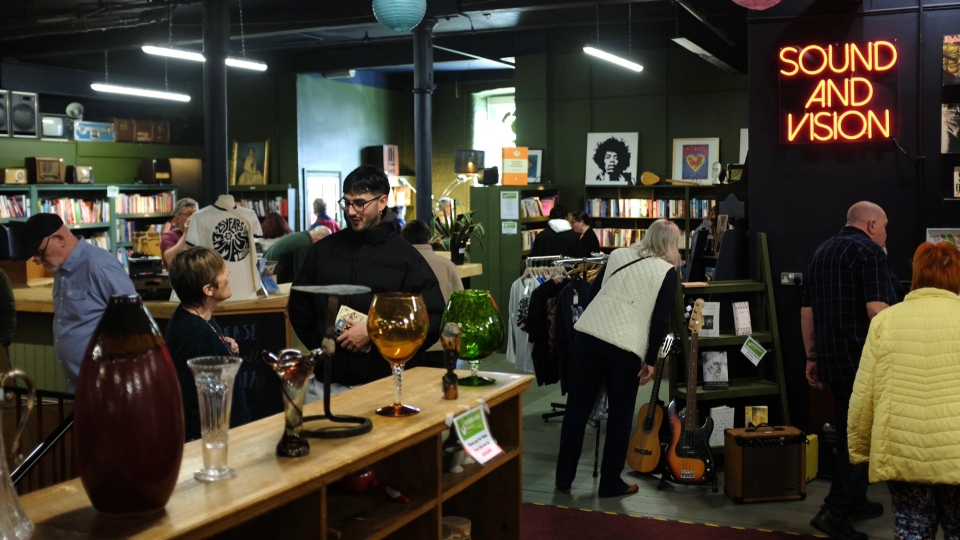 The new Sound and Vision area within the Emmaus Mossley second-hand superstore