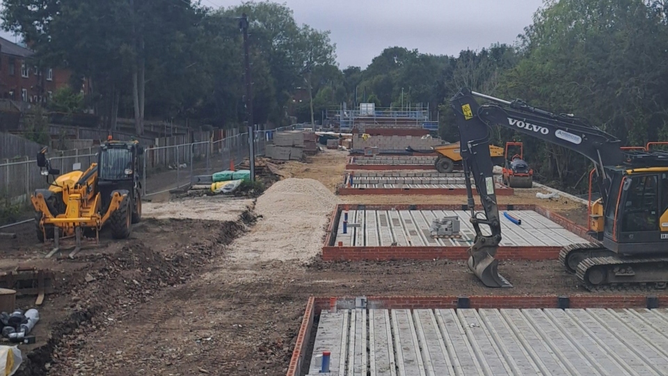 Construction work is well underway for a £4.5m First Choice Homes Oldham scheme which includes 16 three-bedroom houses in Belgrave Road and a further three three-bedroom homes in neighbouring Thatcher Street. Image courtesy of FCHO